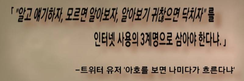알고 얘기하자, 모르면 알아보자, 알아보기 귀찮으면 입닫자는 인터넷 3계명도 모르다니 | 인스티즈