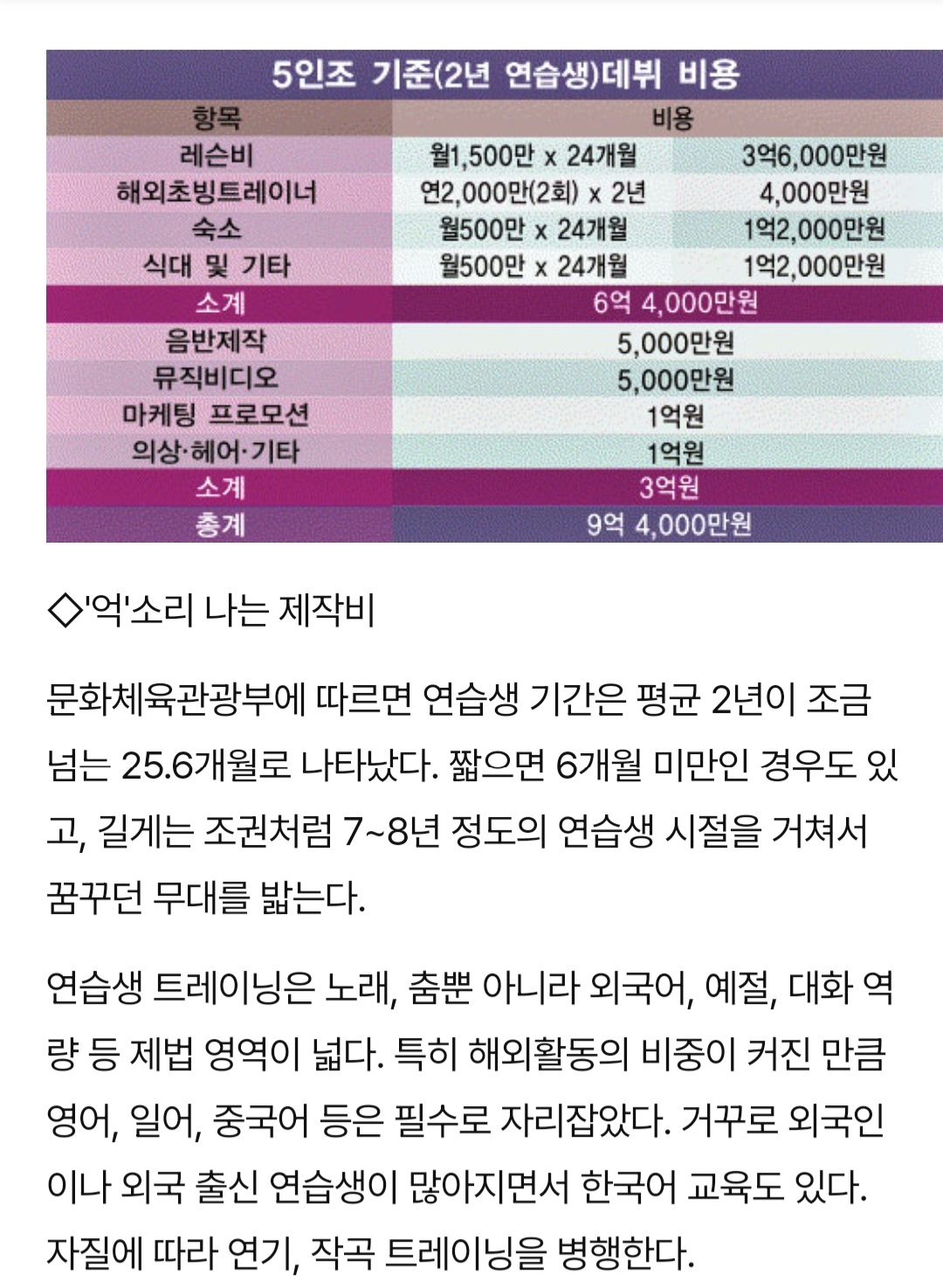 [잡담] 아이돌 제작비 이정도 든다는거 최소로 잡은거야 적당하게 잡은거야? | 인스티즈