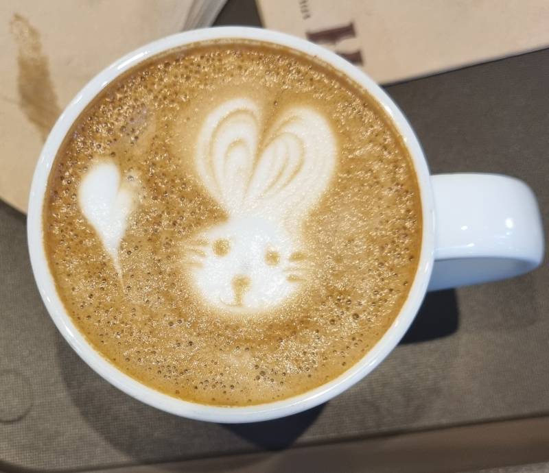 어제 커피 먹었는데 토끼 라떼아트 해주셨어🐰 | 인스티즈