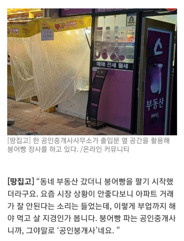 어떤 공인중개사는 너무 부동산 거래가 안되서 붕어빵 판대 | 인스티즈