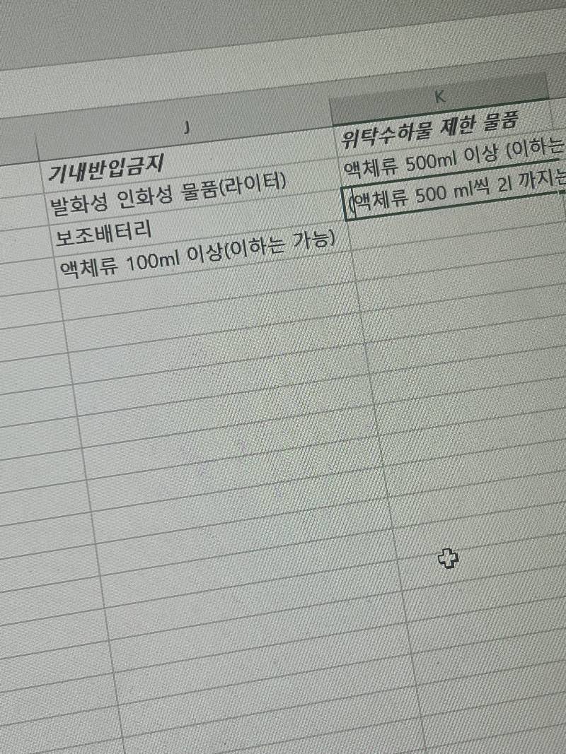 여행 준비물 알아둬야할 거 한 눈에 보려고엑셀하는 중...^^ | 인스티즈