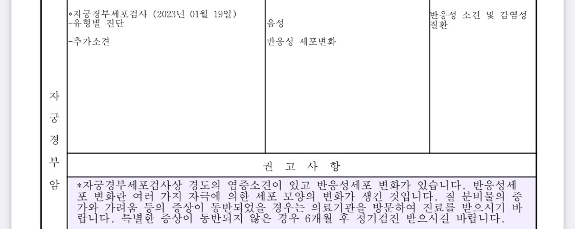 자궁경부암 검사한 거 결과 나왔는데 | 인스티즈