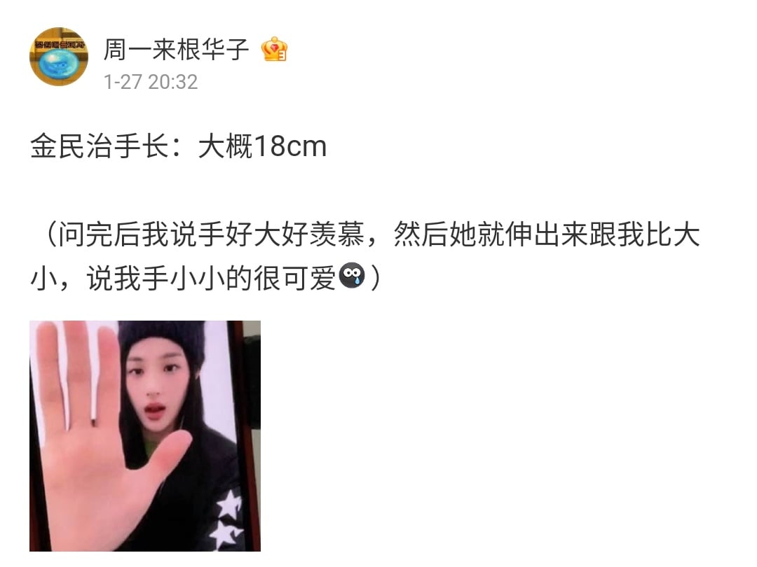 [잡담] ㄴ얘들아 민지 오피셜 뜸 손크기 18cm래 ㅠㅠ | 인스티즈
