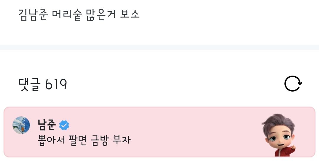[잡담] 방탄 알엠도 자기 머리숱 뽑아 팔면 금방 부자 된다는데 | 인스티즈