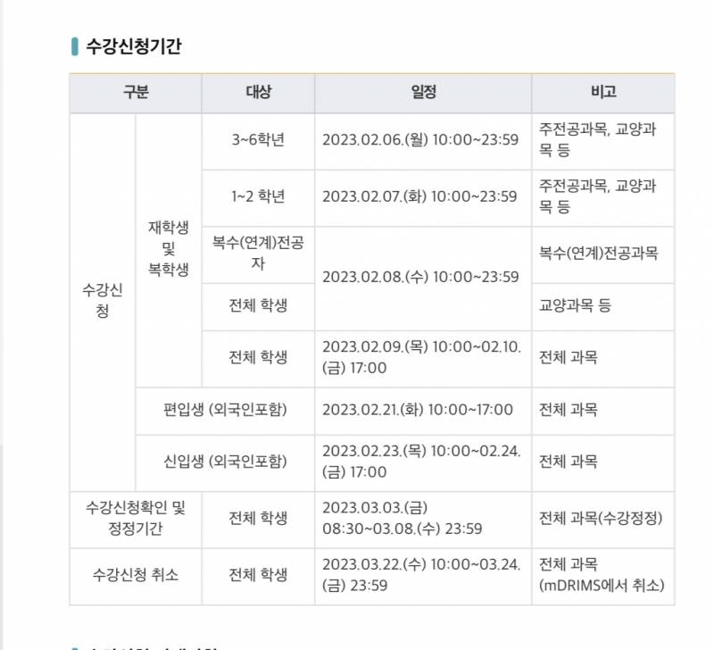 이거 수강신청 날짜 질문?? 봐줄사람 | 인스티즈
