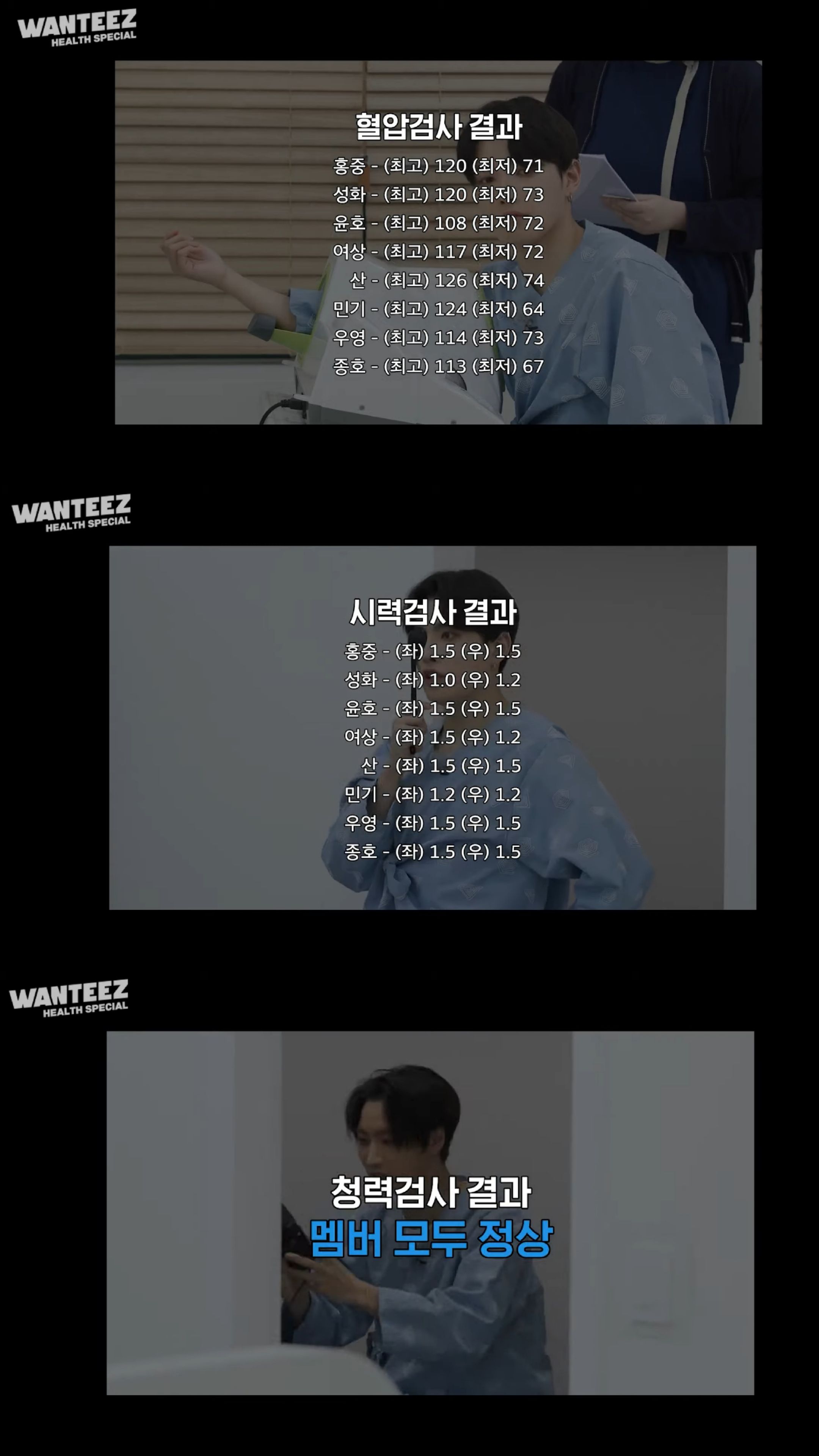 [잡담] 세계최초 건강검진 자컨 찍은 아이돌 혈압, 시력, 청력 결과 | 인스티즈