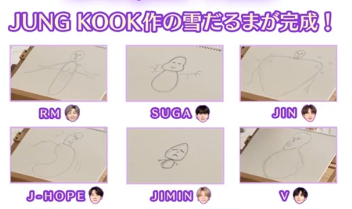 [잡담] 정국이 그린 멤버별 눈사람 개웃기다.. | 인스티즈