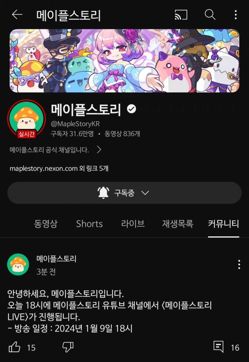 [잡담] 저녁 6시에 라이브 예정 | 인스티즈