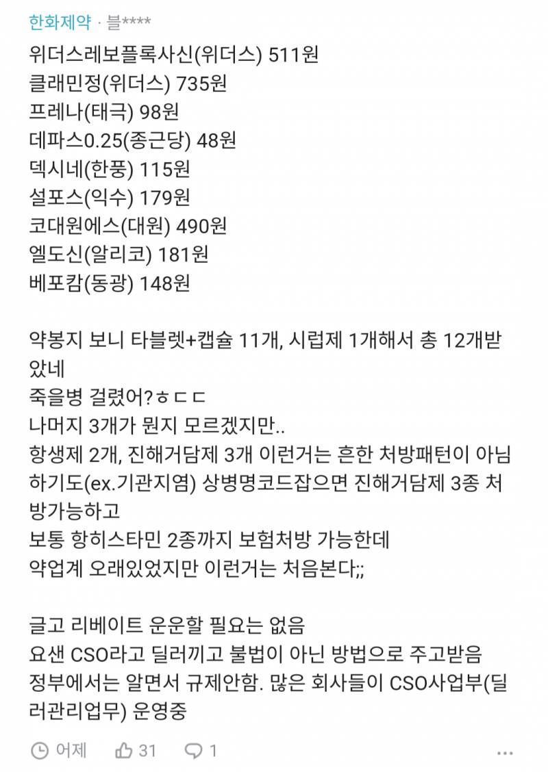 신랑이 감기여서 내과 갔다왔는데 이게 맞아...? | 인스티즈