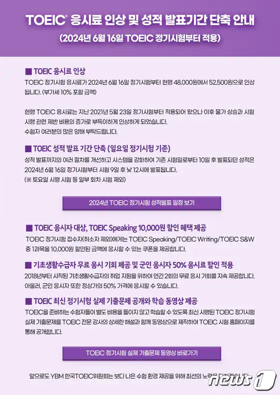 [단독] 토익 응시료 3년 만에 오른다…4만8000원→5만2500원 | 인스티즈