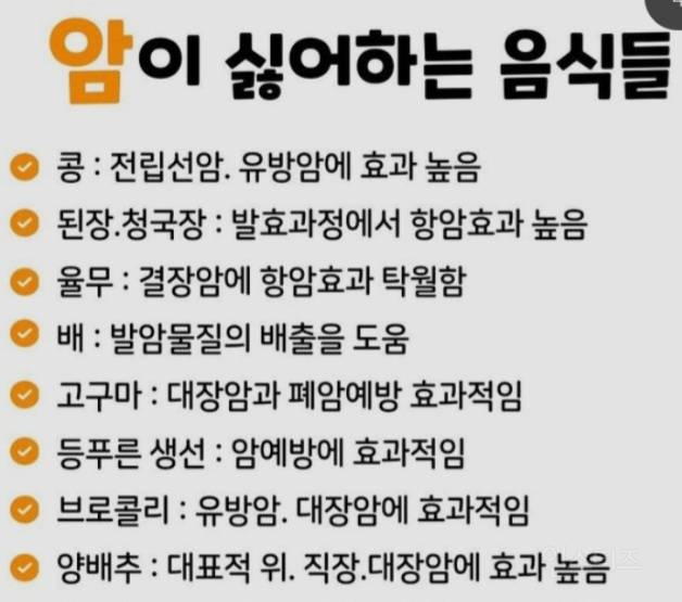 암이 싫어 하는 음식들 | 인스티즈