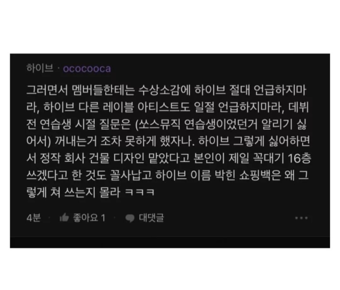 [마플] 하이브 블라인드 글 보면 민희진도 뭐..ㅋㅋ | 인스티즈