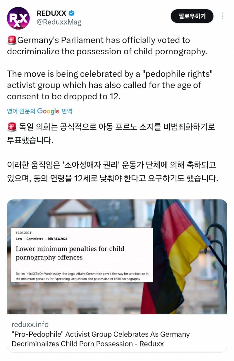 [잡담] 소아성애자들이 환호하고 있다는 독일법안이래 | 인스티즈