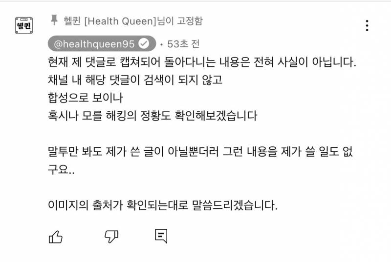 [잡담] 오퀸이 지금 돌아다니는 댓글 그런 적 없다고 하는데 뭐가 맞는거지? | 인스티즈