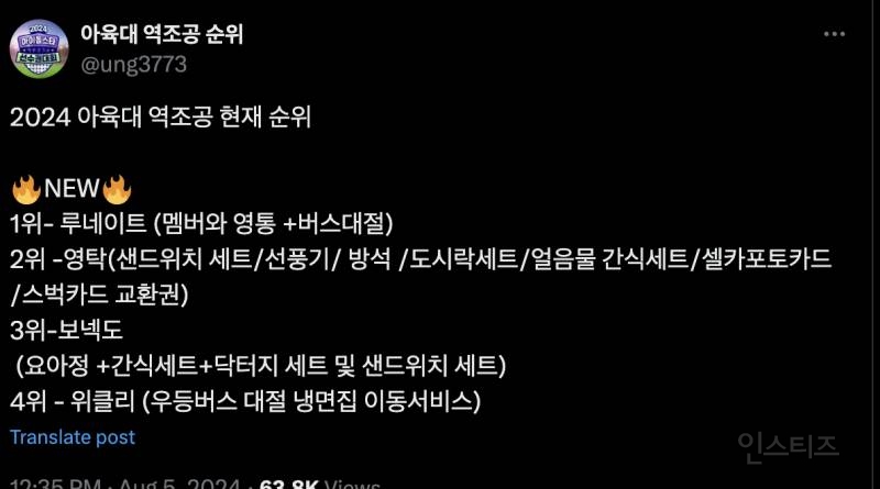 어제 자 반응 좋았던 아육대 역조공 후기.jpg | 인스티즈
