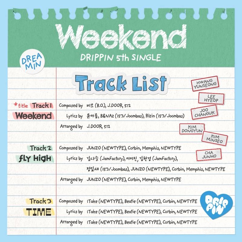 DRIPPIN 5th Single [Weekend] TRACK LIST | 인스티즈