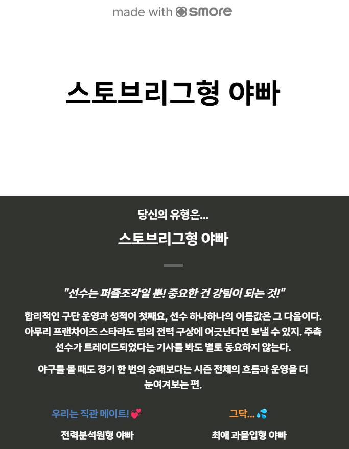 [잡담] 야구팬 유형 테스트하다 스트레스 받은 적은 처음이야 | 인스티즈