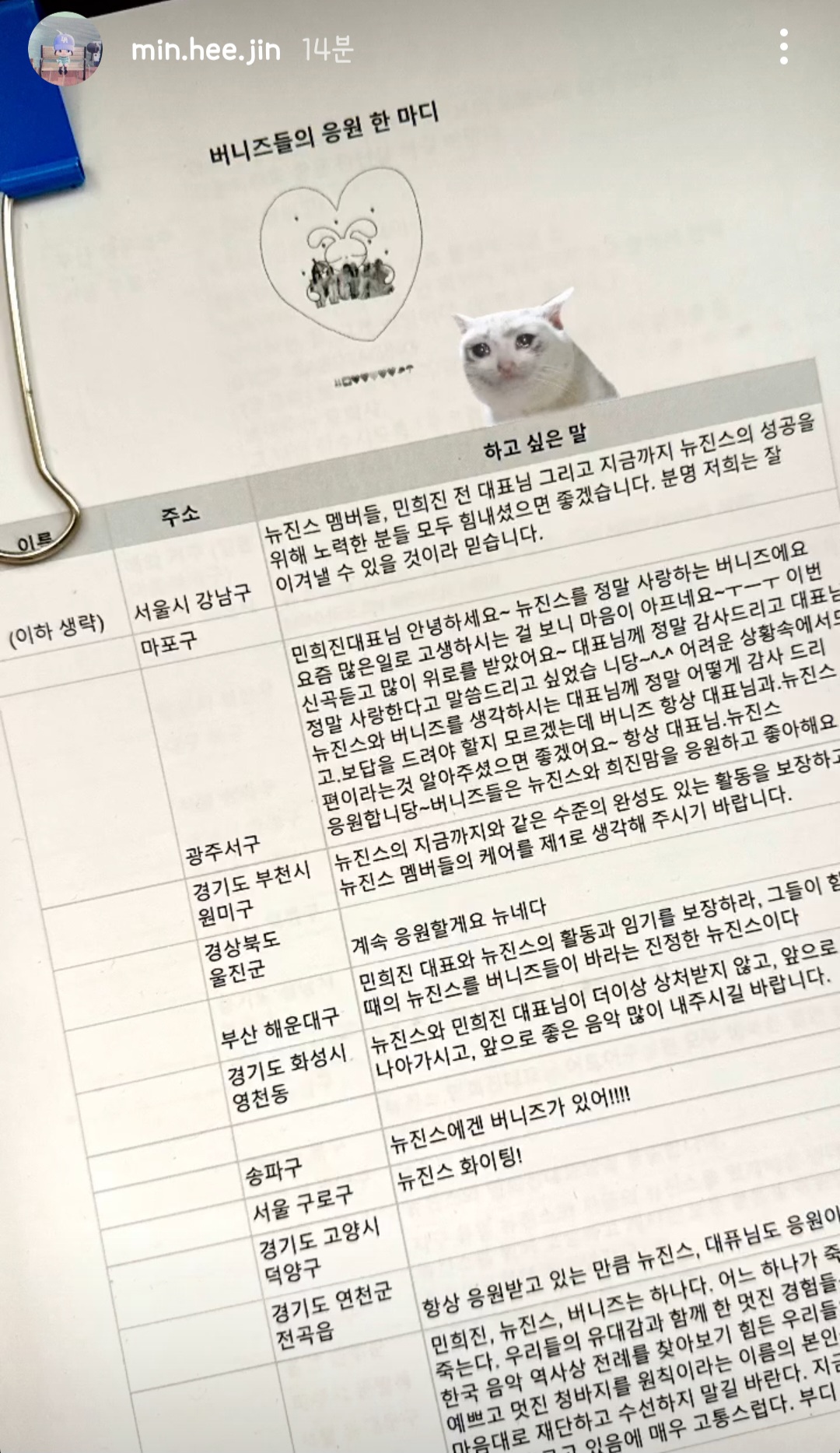 [잡담] 반희수들이 민희진 뉴진스한테 선물 보냈나봐!! | 인스티즈