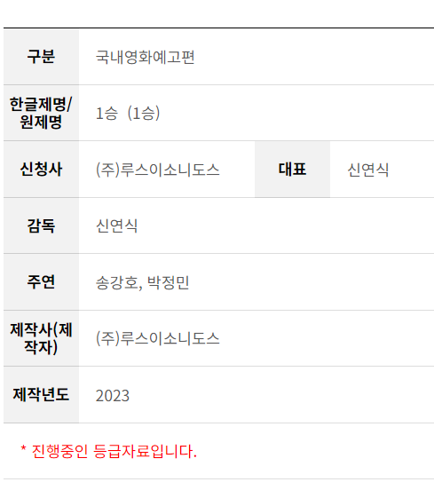 [정보/소식] 송강호x박정민x장윤주 <1승> 예고편 심의 접수 | 인스티즈