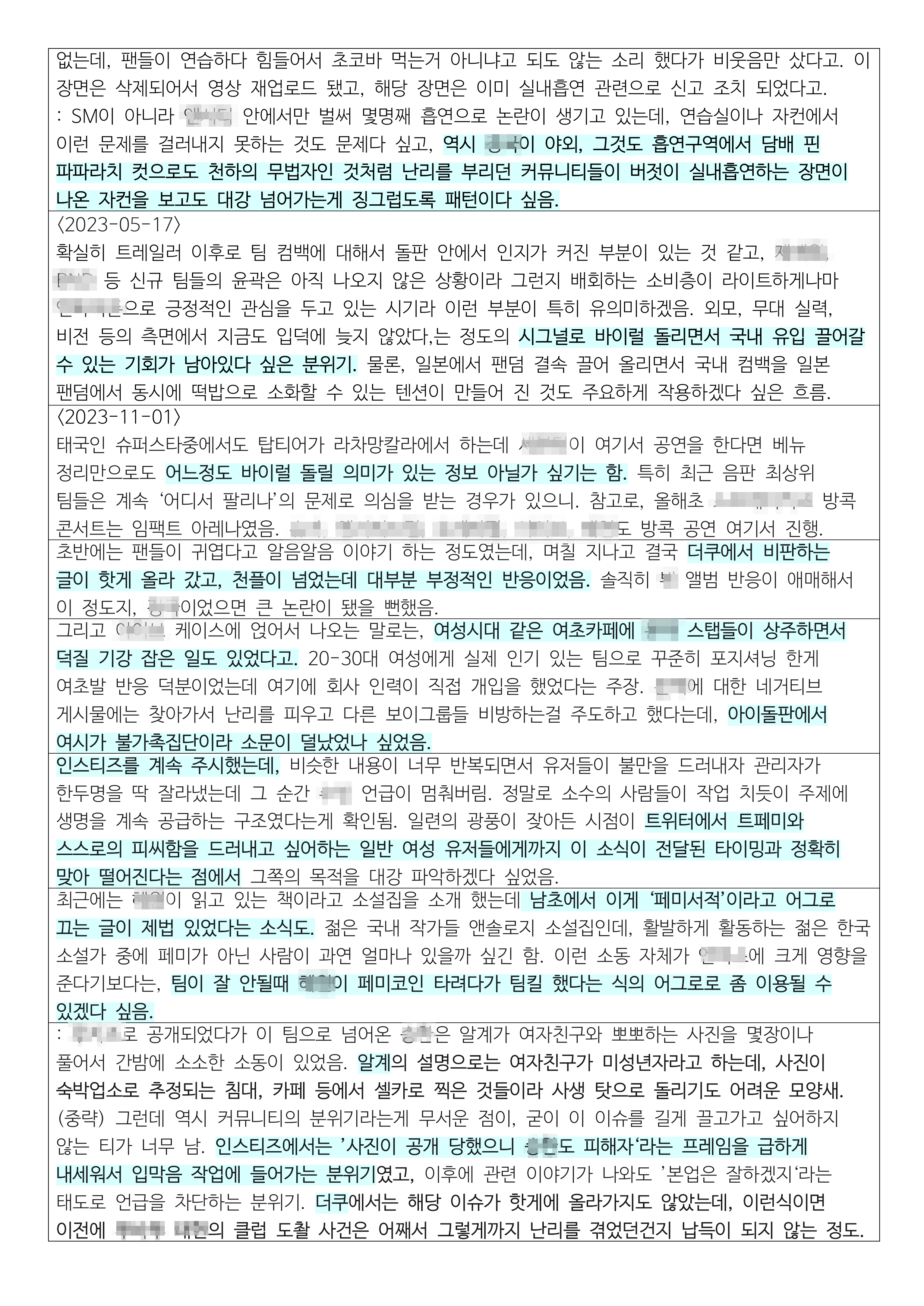 [잡담] 하이브 내부 보고서 (끌올) | 인스티즈