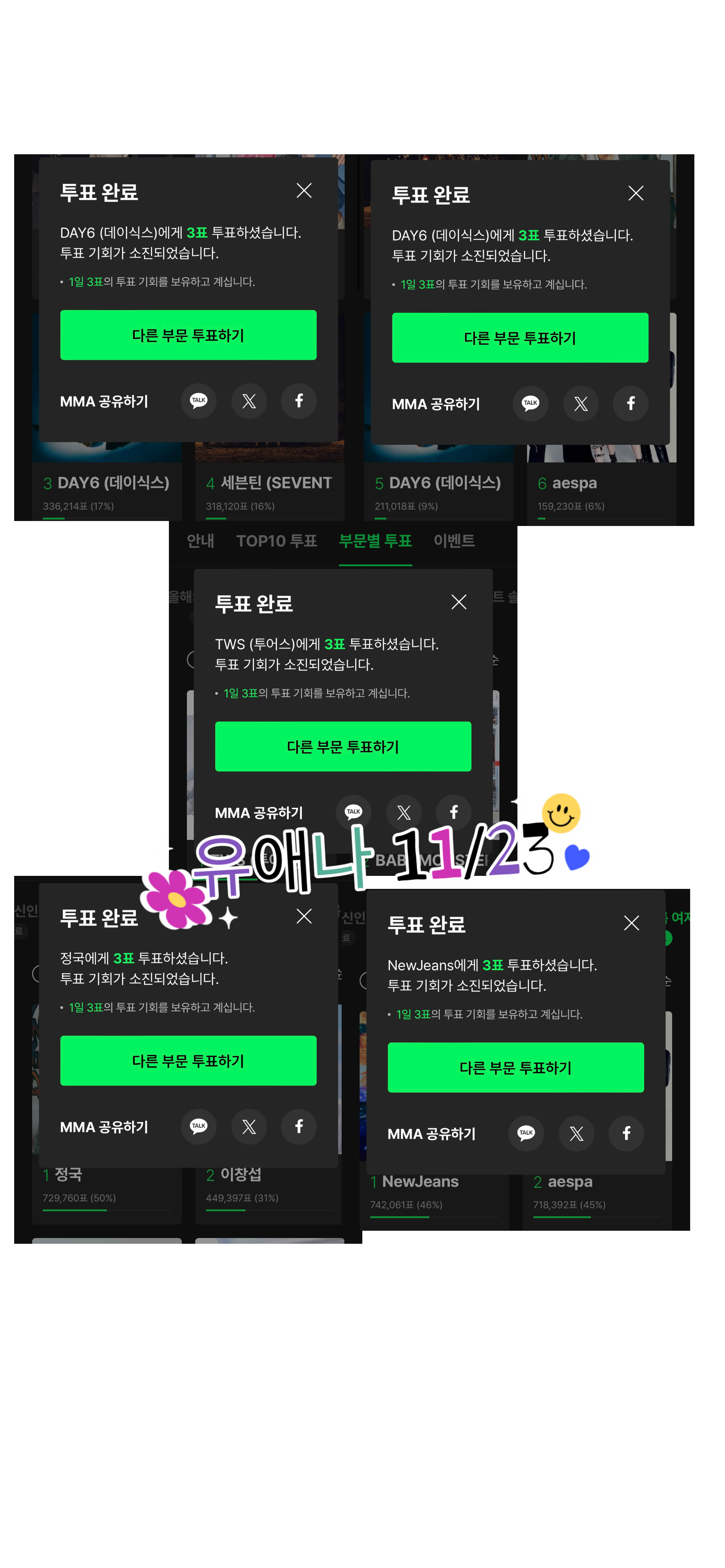 [잡담] 🍈 데이식스 뉴진스 투어스 정국 투표 | 인스티즈
