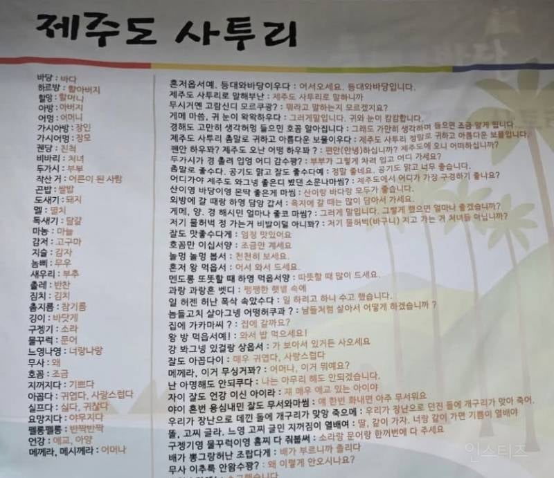 제주도 사투리 모음 | 인스티즈
