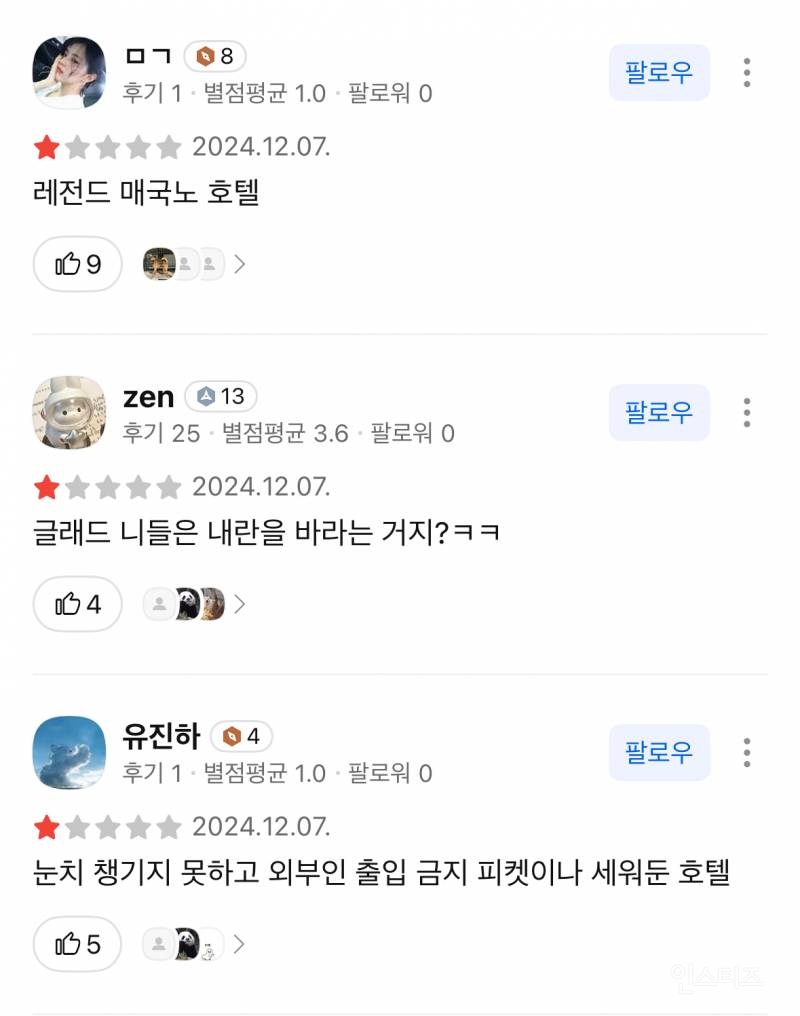 현재 별점테러 당하고 있는 여의도 호텔 | 인스티즈