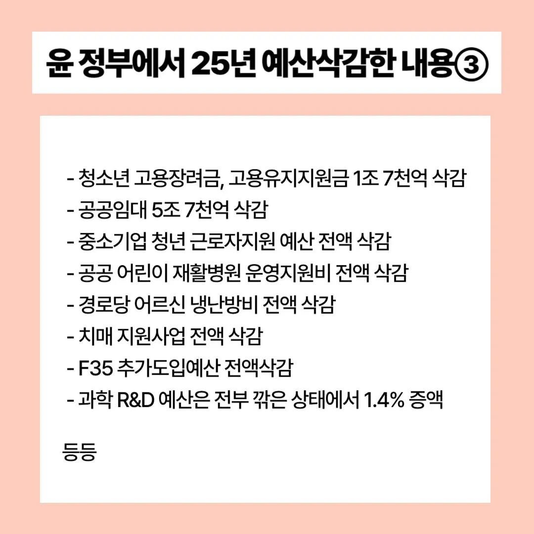 [잡담] 윤석열 정부가 삭감한 내용 vs 민주당이 삭감한 내용 | 인스티즈