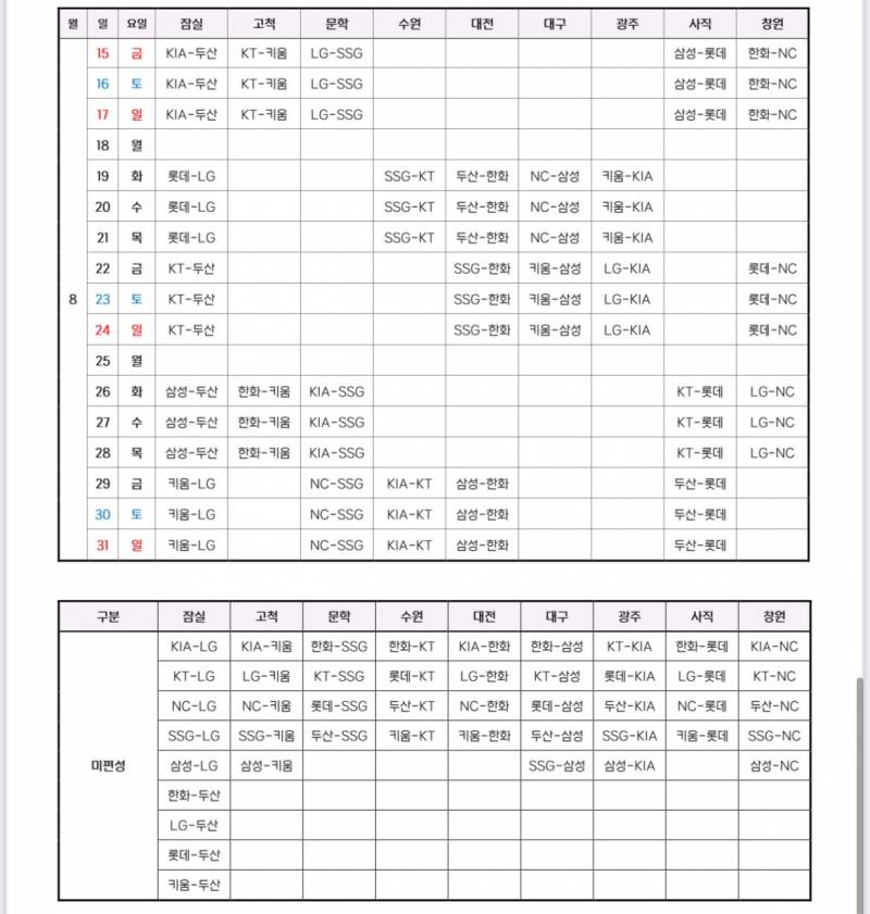 [정보/소식] 2025 KBO 전체 일정표 다운받아가 ~ | 인스티즈