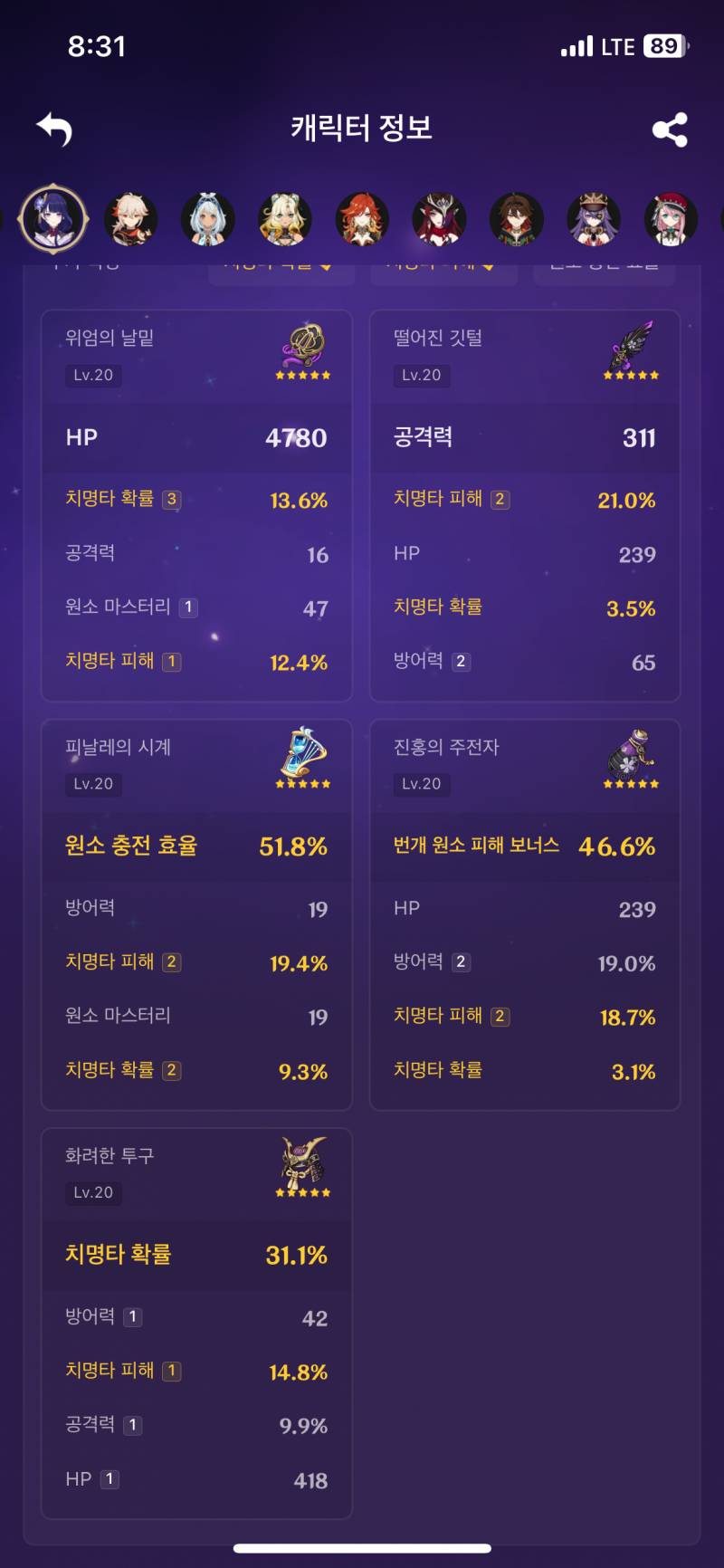 [잡담] 하 라이덴 성유물 너무 잘 붙어서 계속 보는중 ㅋㅋㅋ | 인스티즈