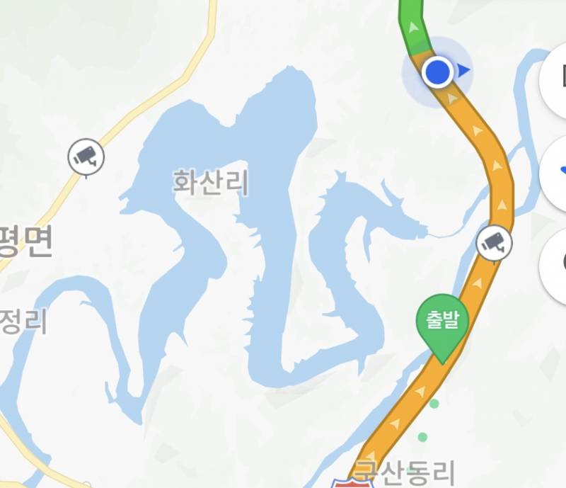 [잡담] 시골 내려가서 네비 켜놧는데 여기 강 되게 용같다 🐉 | 인스티즈