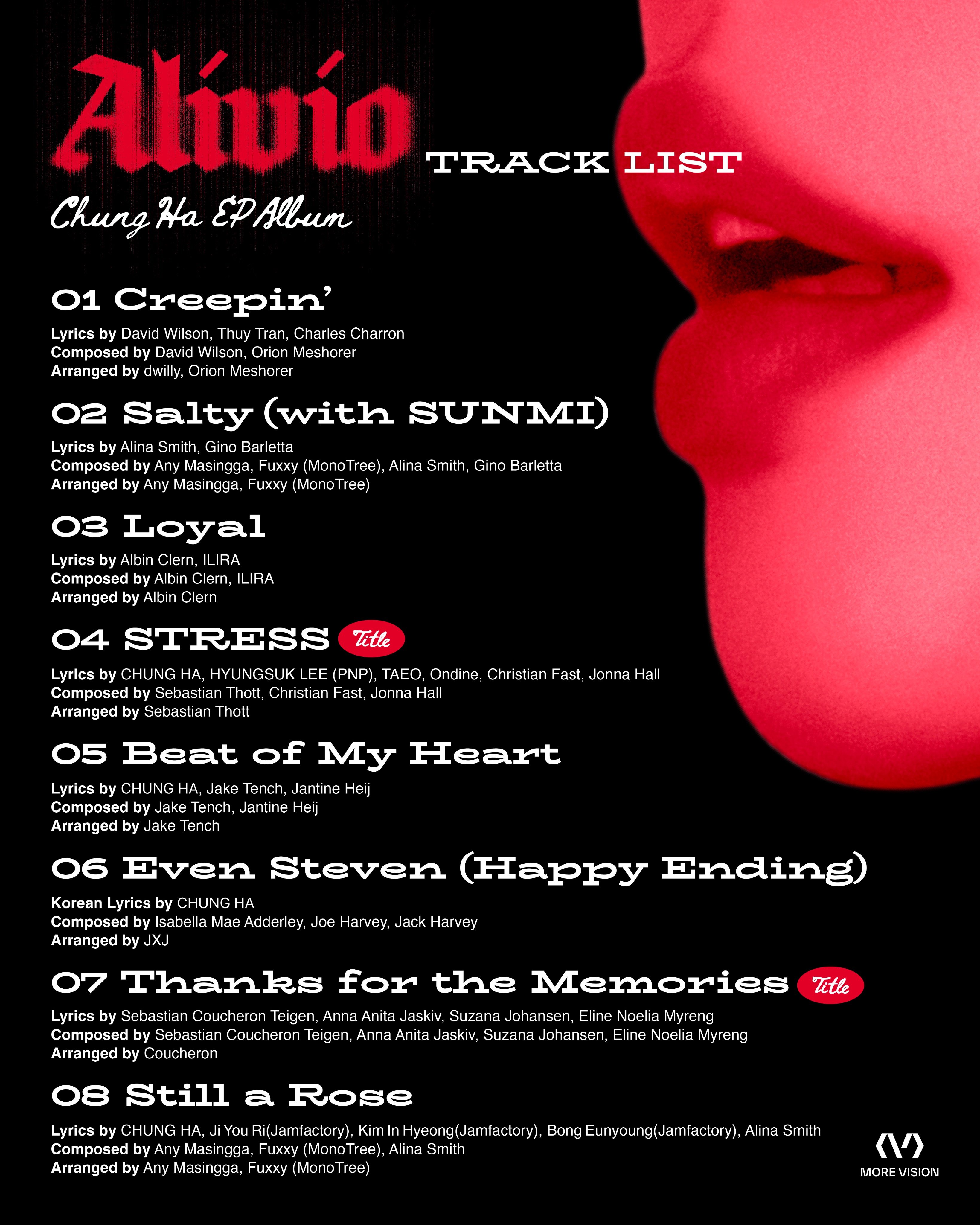 [정보/소식] CHUNG HA 청하 I EP Album [Alivio] Tracklist | 인스티즈