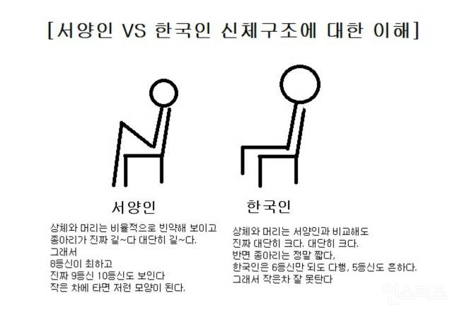 서양인과 동양인의 신체+얼굴 차이 | 인스티즈