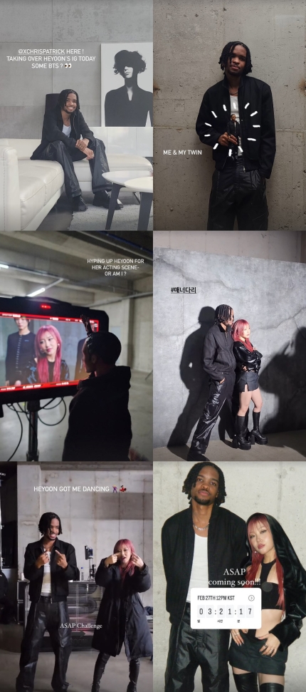 [잡담] '글로벌 팝스타' 혜윤(HEYOON), 크리스 패트릭과 함께한 'ASAP' MV 비하인드 공개 | 인스티즈