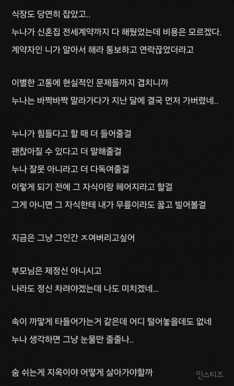 친누나가 파혼하고 하늘로 가버렸어 | 인스티즈