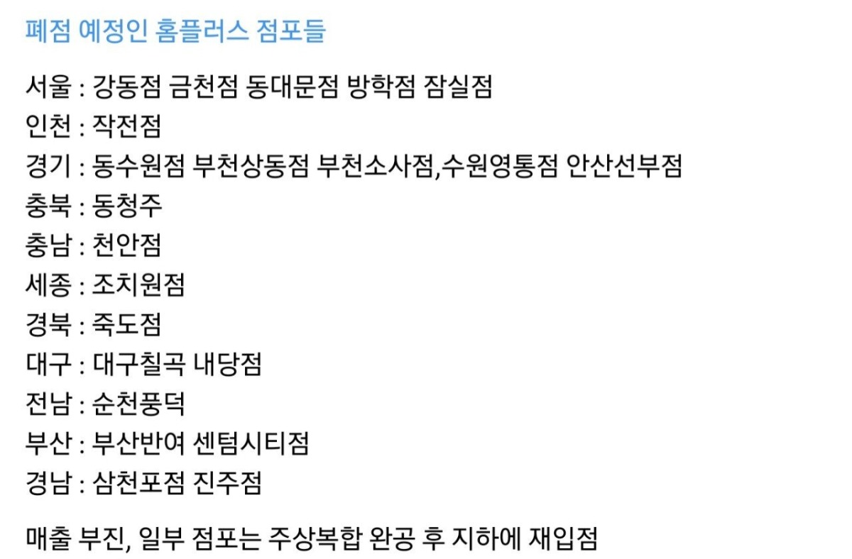[정보/소식] 폐업 예정이라는 홈플러스 점포들 | 인스티즈