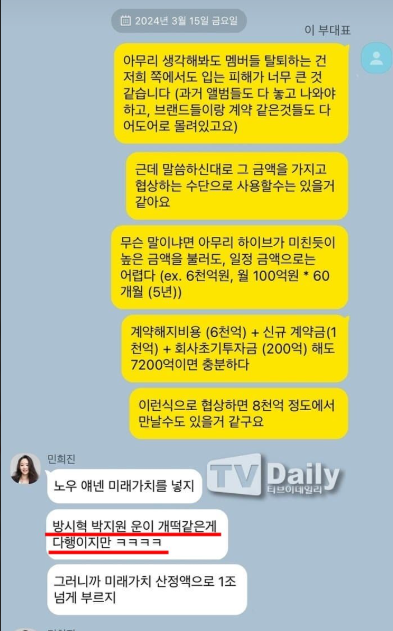 [정보/소식] 민희진 배임 의혹 카톡 모음 | 인스티즈