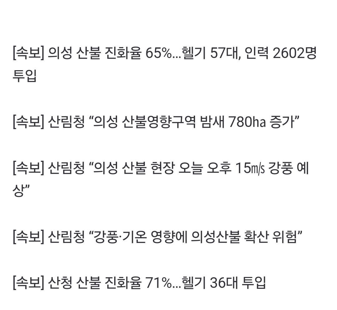 [정보/소식] [속보] 산불 진화율 의성 65%·산청 71%…"강풍에 확산 위험” | 인스티즈