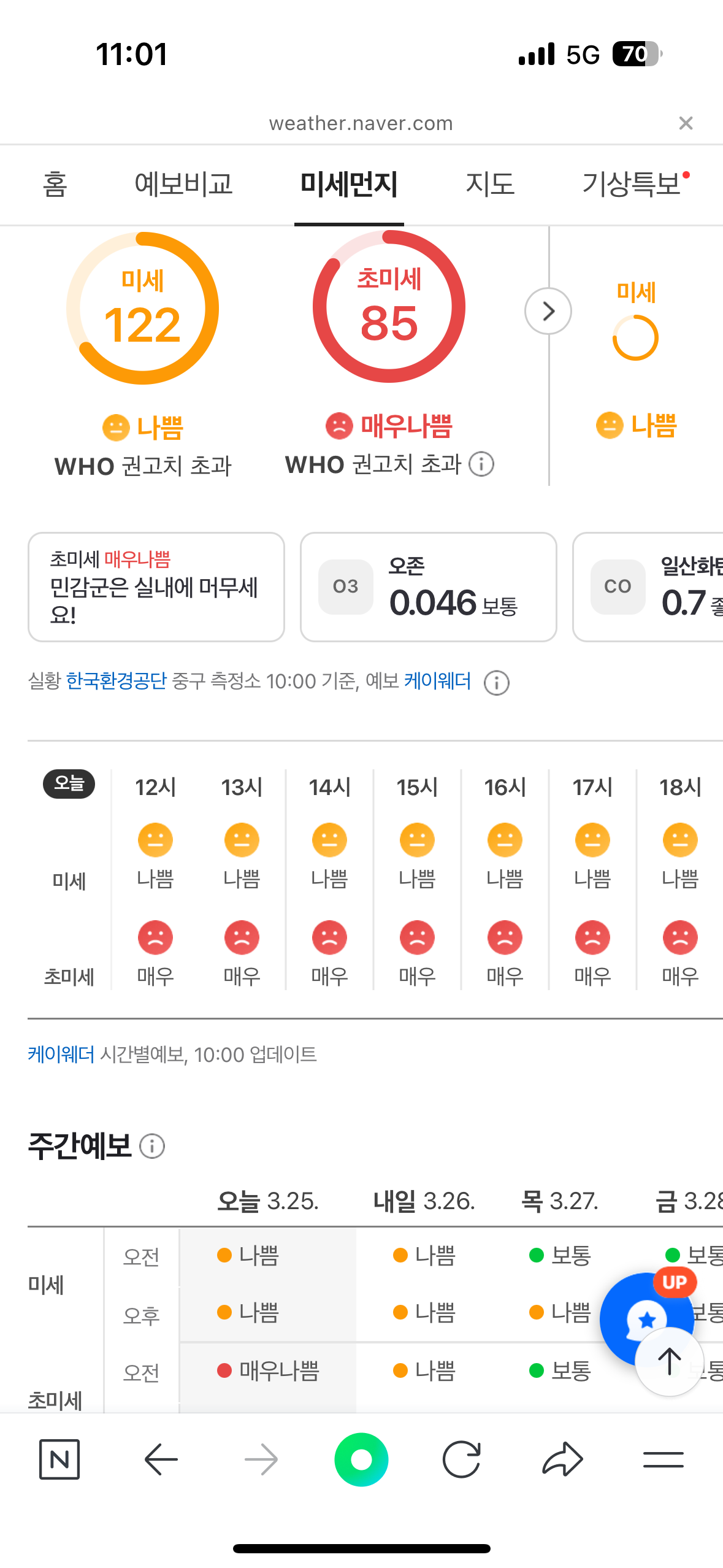 [잡담] 미세먼지 빨간색 뜨는 거 개에바야.. | 인스티즈