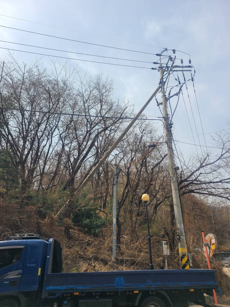 [잡담] 이런 가로등 무너진건 신고 안되나?..위험해보이는데... | 인스티즈
