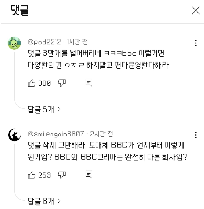 [정보/소식] 뉴진스 유튜브 인터뷰 영상 댓글 삭제하고 있는 BBC 코리아 | 인스티즈