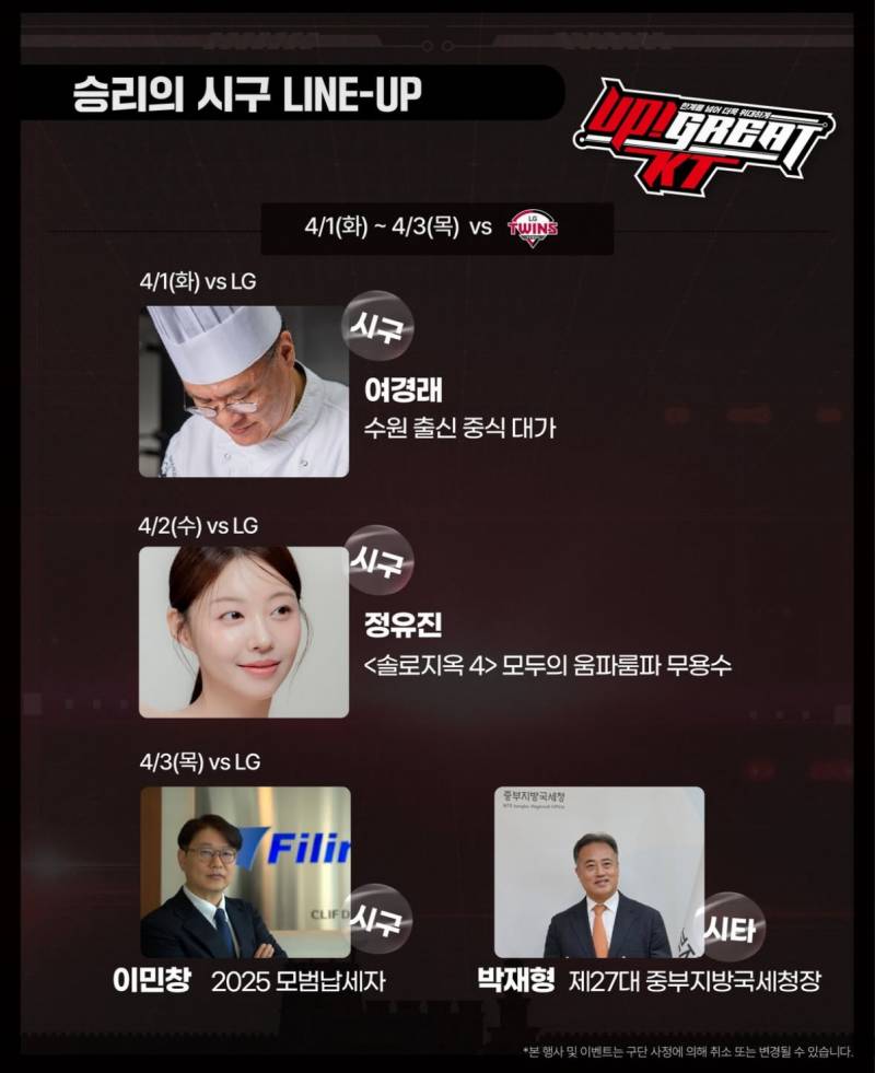 [잡담] 4월첫주 경기 시구자 떴다 | 인스티즈