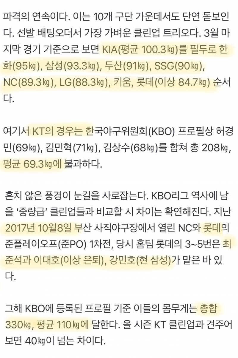 [잡담] 구단별 중심타선의 무게 보고가시소 | 인스티즈