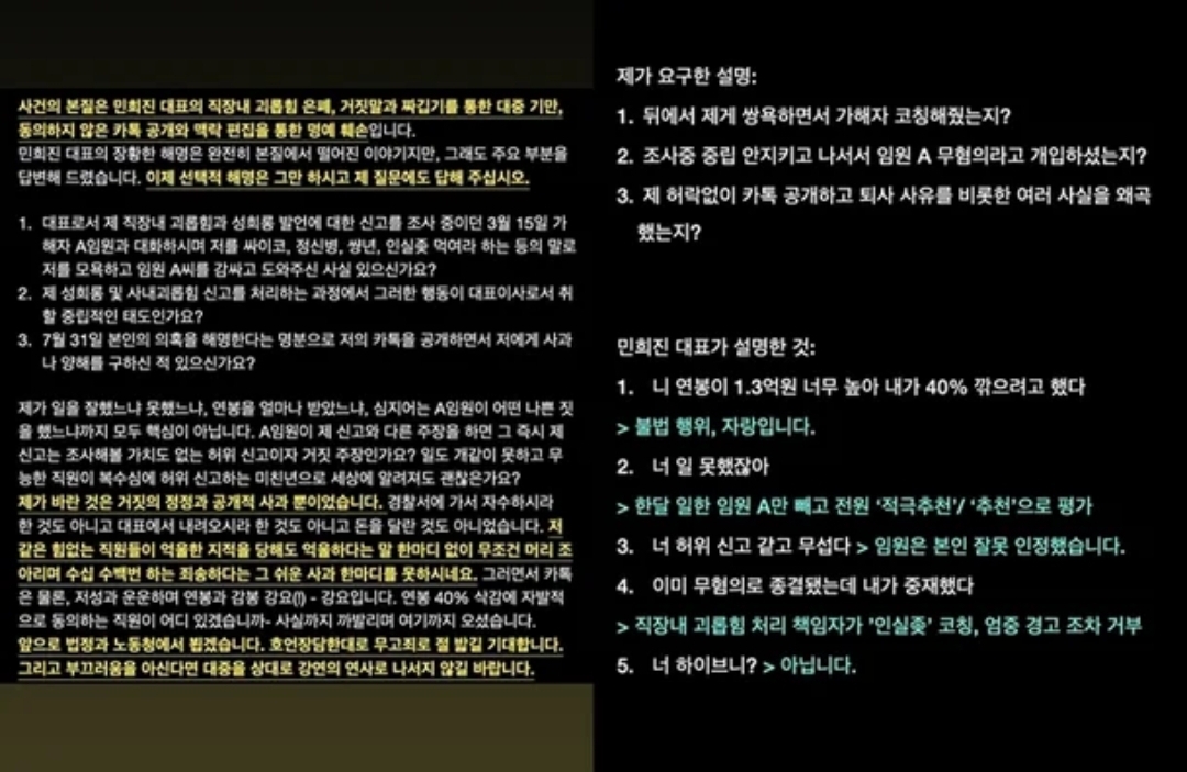 [마플] 민희진 직괴 피해자 전 직원분 인스타 정리 | 인스티즈