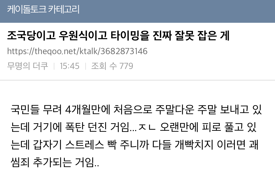 [잡담] ㄹㅇ 4달만에 국민들 편히 쉬는데 이러는게 개미친거지 | 인스티즈