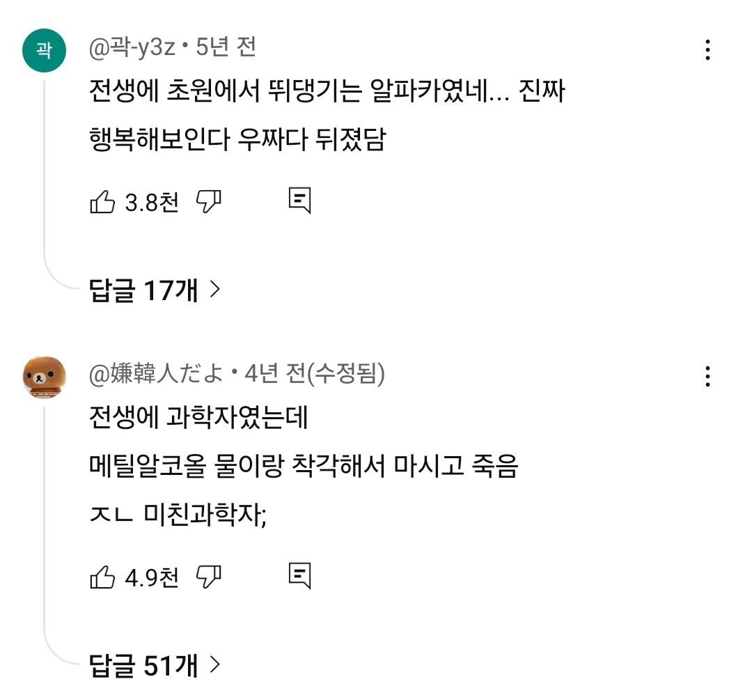 [잡담] 핰ㅋㅋㅋㅋㅋ전생체험 댓글 너무웃김 ㅠㅠㅠ | 인스티즈