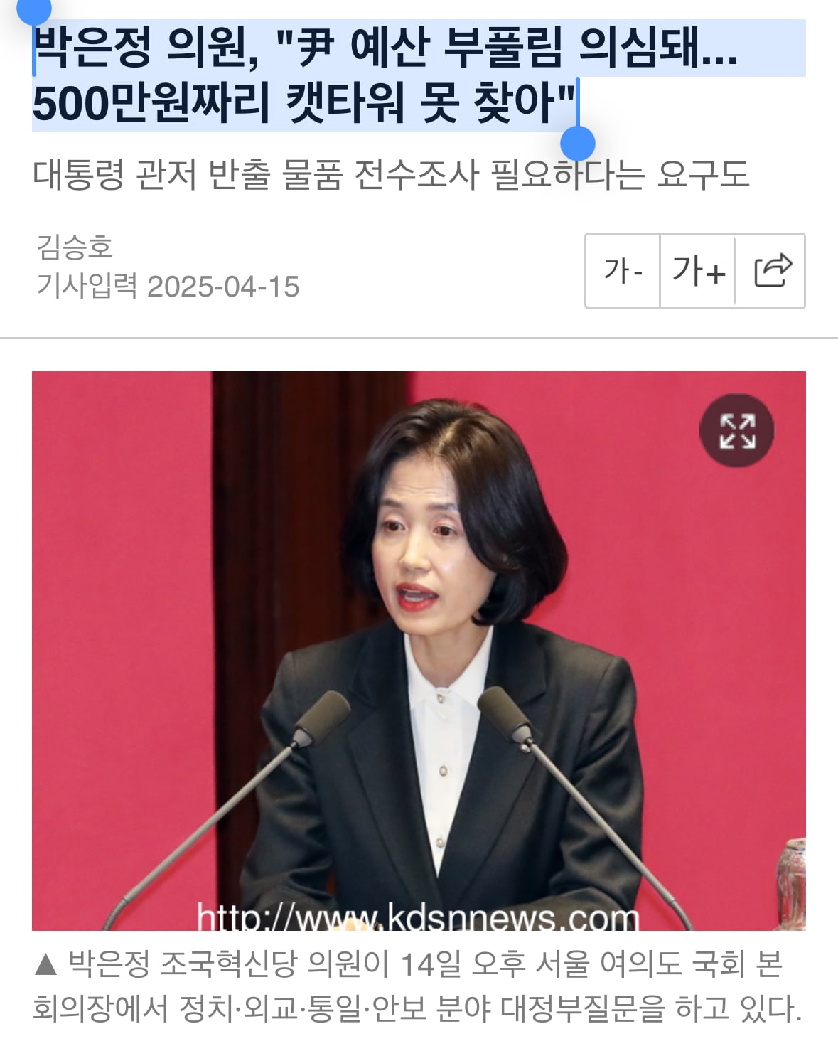 [정보/소식] 박은정 의원, "尹 예산 부풀림 의심돼... 500만원짜리 캣타워 못 찾아" | 인스티즈
