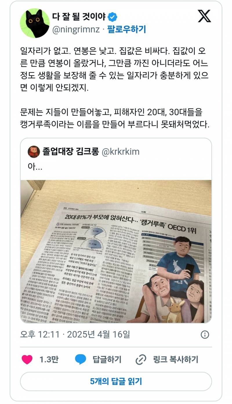 근데 왜 자꾸 캥거루족 어쩌고 하면서 독립하라 그래?ㅋㅋㅋㅋㅋㅋㅋ | 인스티즈