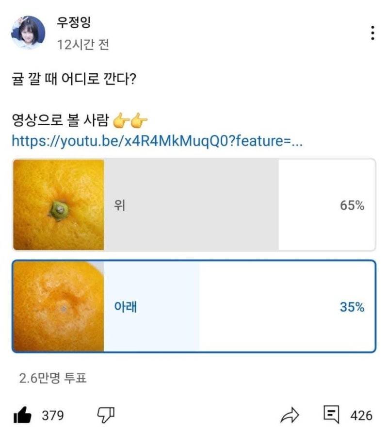 [잡담] 너네 귤 어디로 까 | 인스티즈