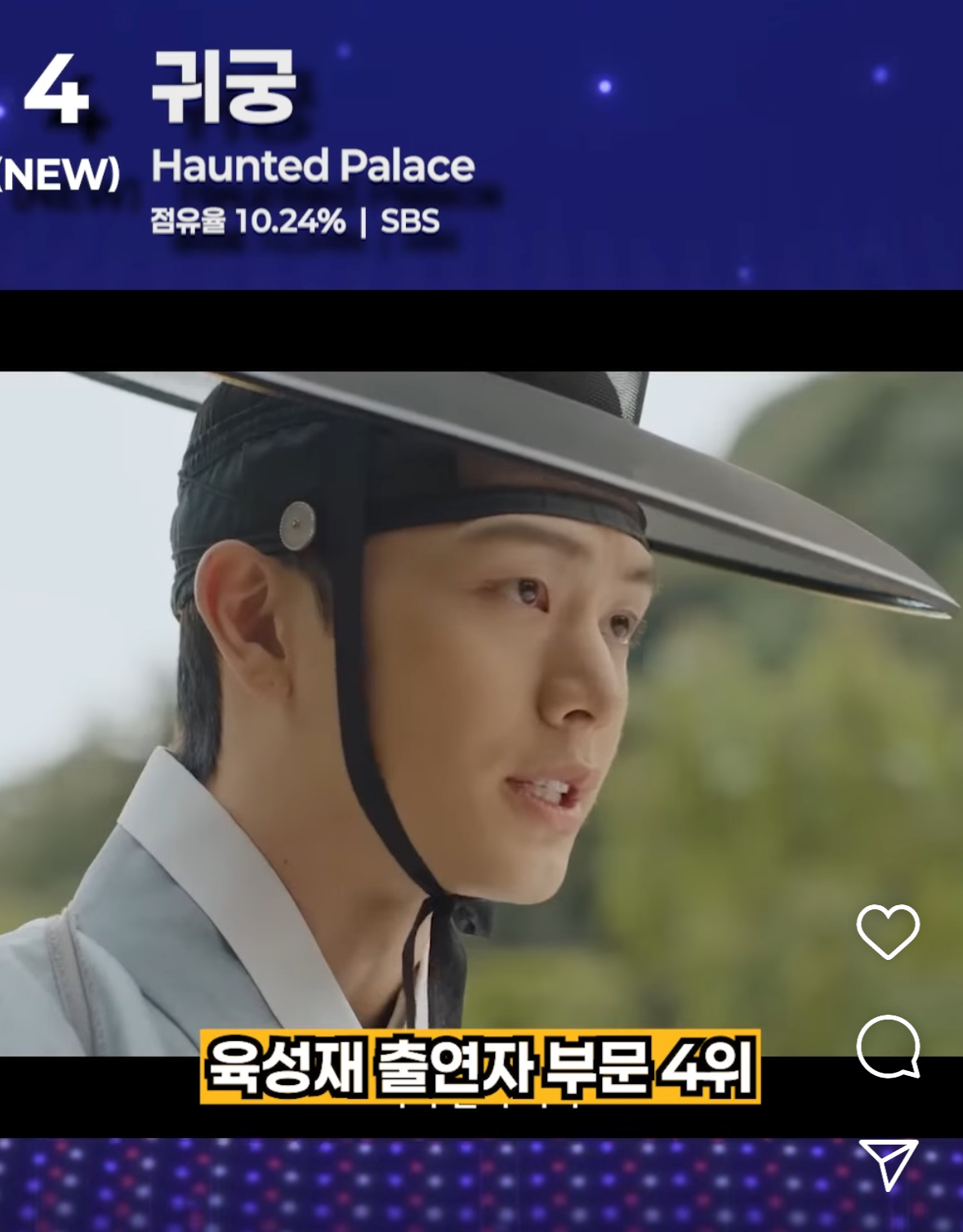 [잡담] 귀궁 화제성 sns부문 1위 육성재 출연자부문 4위다 | 인스티즈
